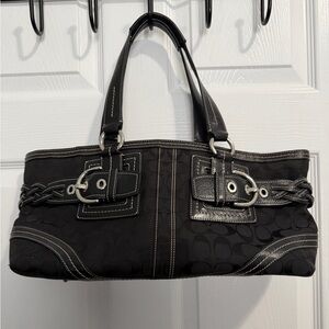 Coach Black Shoulder Bag with Buckle Accents